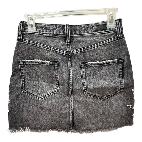 Abercrombie Embroidered Denim Mini Skirt Y2K Boho Distressed Floral - Picture 4 of 5